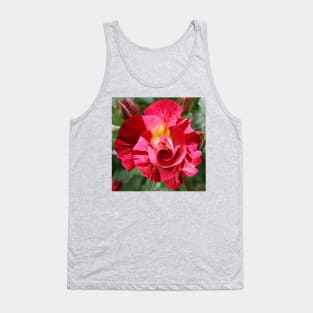 Pink Rose Blossom with green Leaves Tank Top